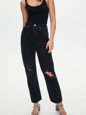 ☀️3/$25 Agolde 90’s crop organic cotton ripped jeans 32 black